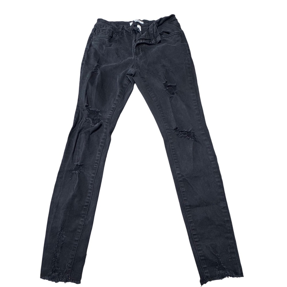 Refuge Skinny Jeans‎ Womens 6 Distressed Denim Black Ripped Grunge Y2K Fairycore